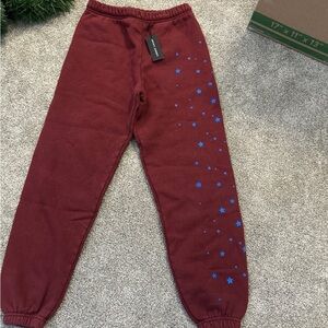 NWT spirit jersey burgundy sweatpants with blue stars Women’s XS